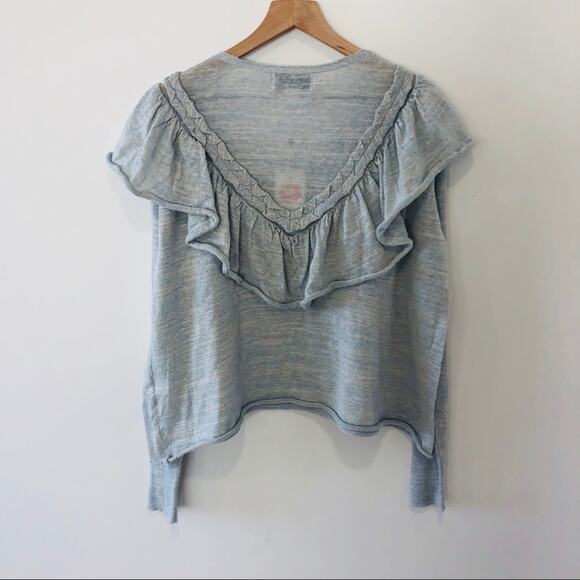 Wildfox Lais ruffled light Blue heather sweater Medium NWT - Picture 7 of 11